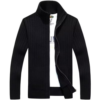 Zipper Outerwear Sweater Coat For Men Fleece-lined Thickened Winter