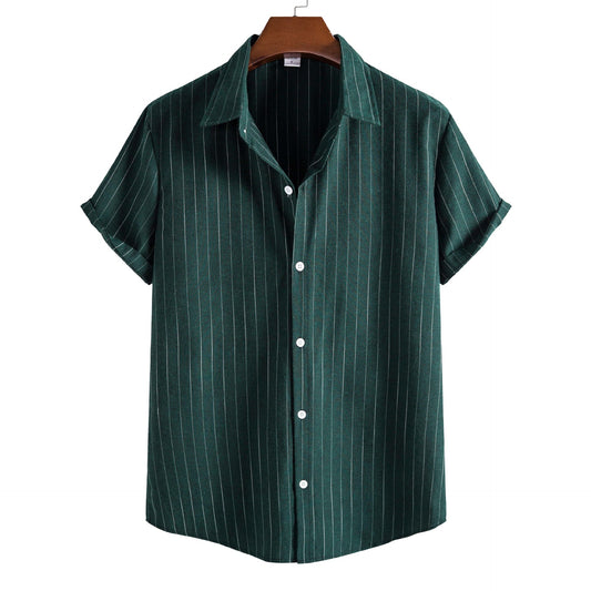 Casual Striped Short-sleeved Shirt For Men