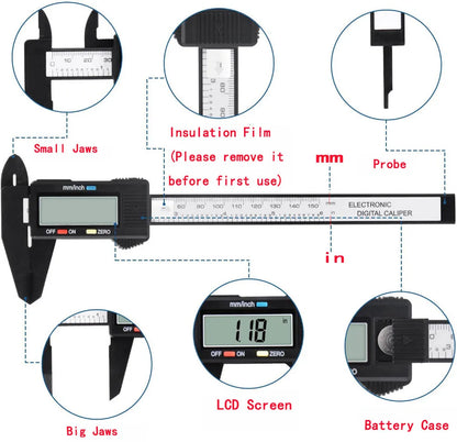 🔥 150mm 100mm Electronic Caliper Dial Vernier Caliper Gauge Micrometer Measuring Tools Digital Ruler