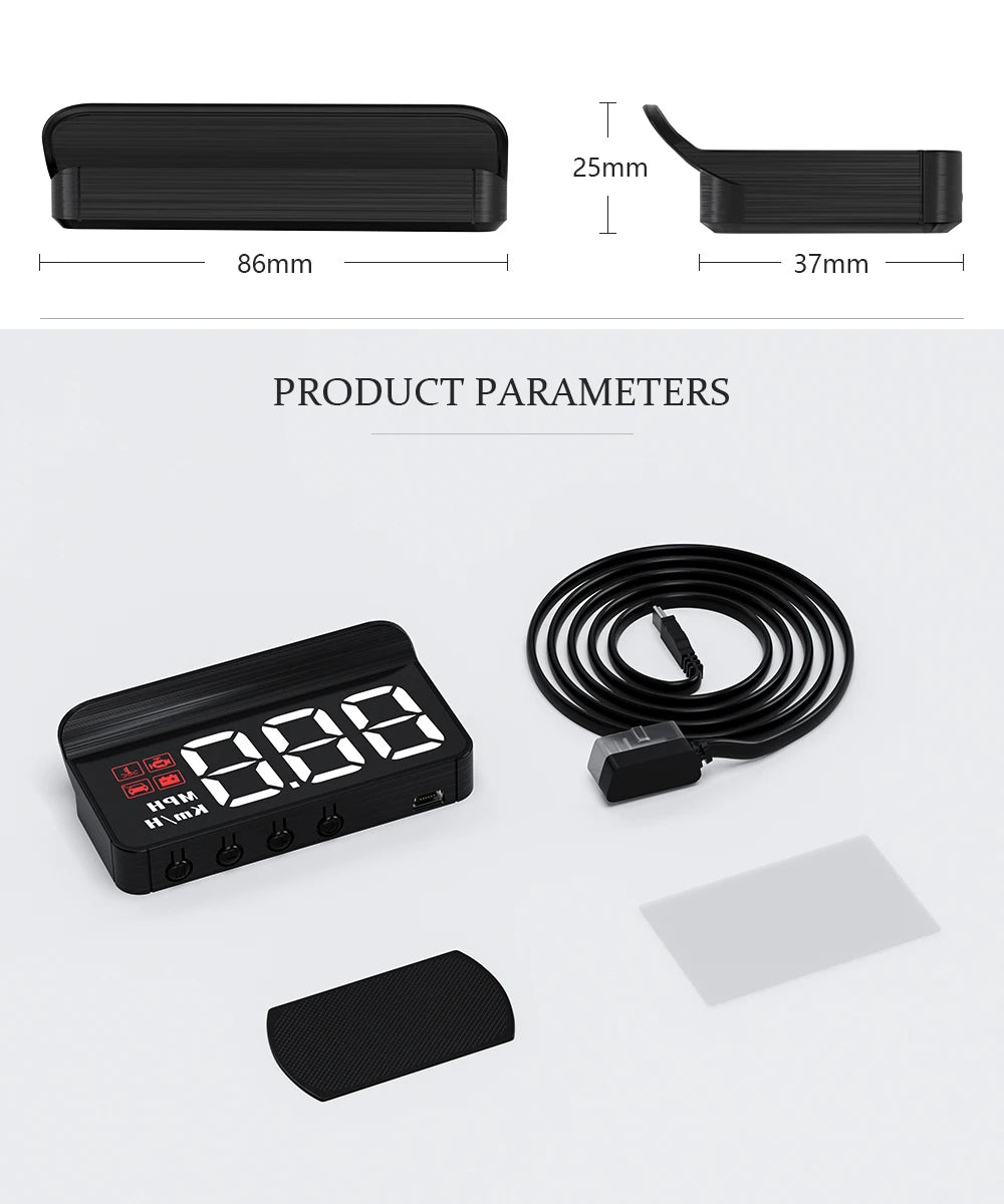 🔥 M3 HUD Display Obd2 Trip Computer Speed Projector Obd2 Auto Top Calculator Fuel Mileage Alarm Alarm Car Accessories