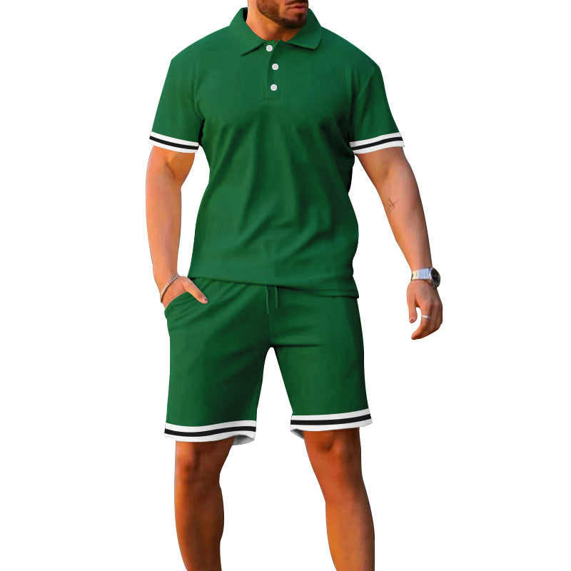 Lapel Short-sleeved Shorts Two-piece Sports And Leisure Men's Suit