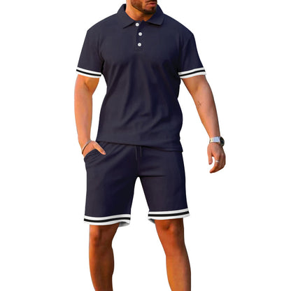 Lapel Short-sleeved Shorts Two-piece Sports And Leisure Men's Suit