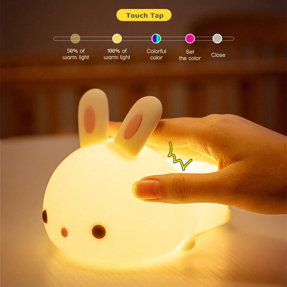 🔥 Touch Sensor RGB LED Rabbit Night Light 16 Colors