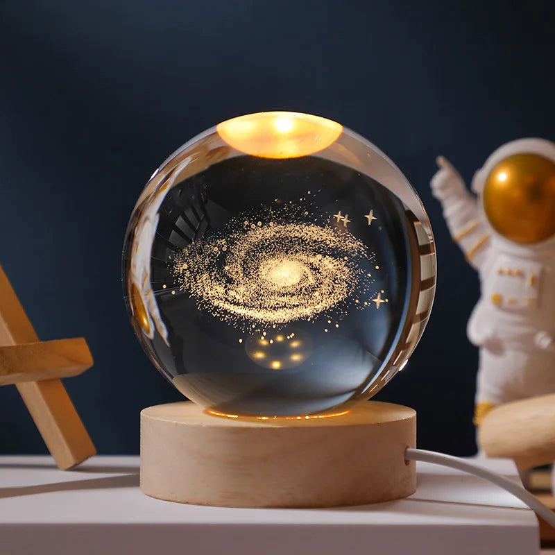 🔥 3D Crystal ball Crystal Planet Night Light Laser Engraved Solar System Globe Astronomy Birthday Gift Home Desktop Decoration