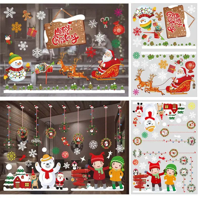 🔥 Christmas Window Sticker Merry Christmas Decorations For Home Ornament Xmas Navidad Natal Gifts