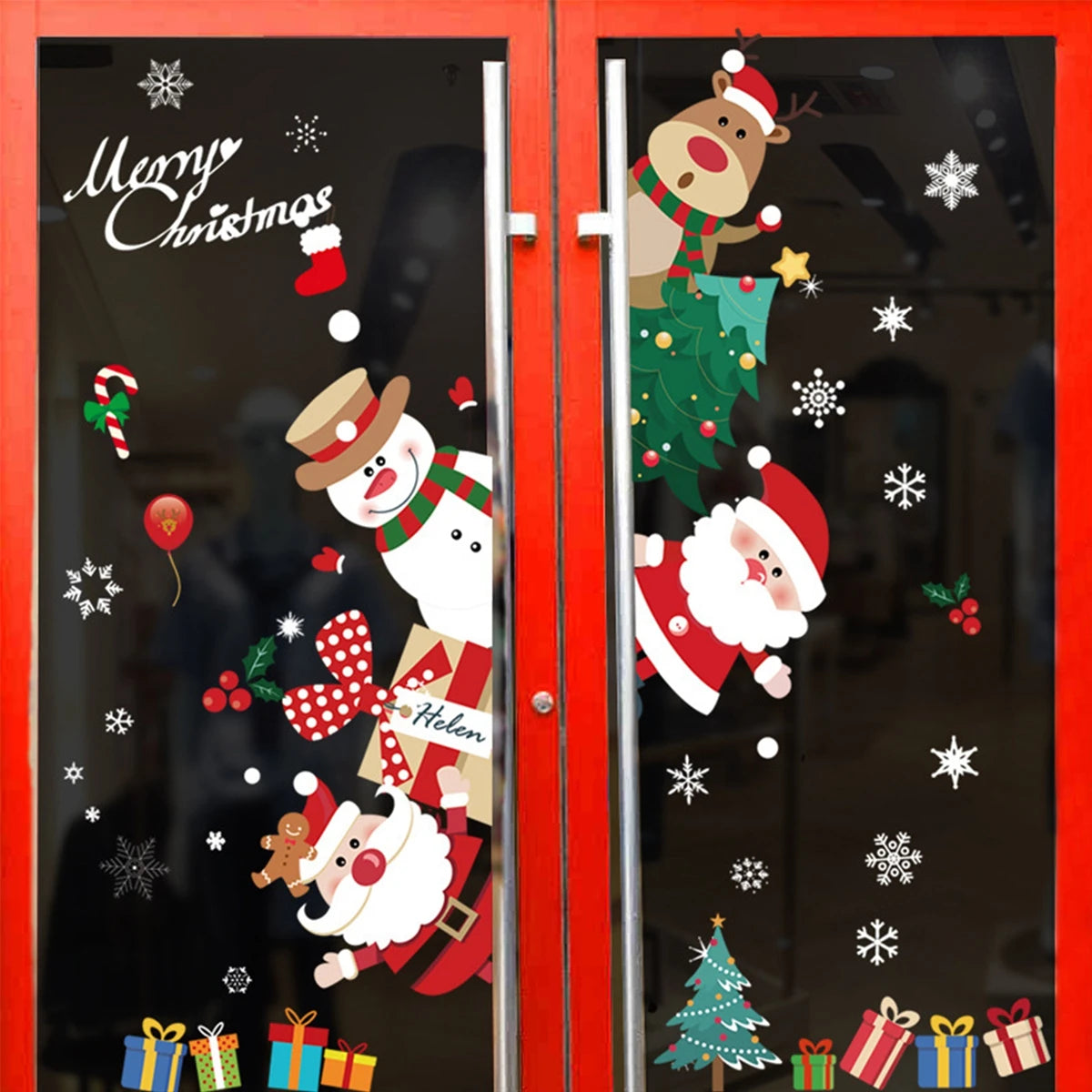 🔥 Christmas Window Sticker Merry Christmas Decorations For Home Ornament Xmas Navidad Natal Gifts