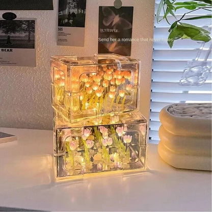 🔥 Creative Diy Tulip Flower Sea Cube Three-Dimensional Small Night Lamp