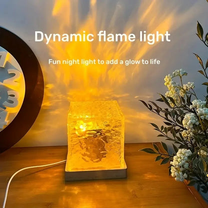 🔥 Dynamic Rotating Water Ripple Projector Night Light 3/16 Colors Flame Crystal Lamp for Living Room Study Bedroom Rotating Light