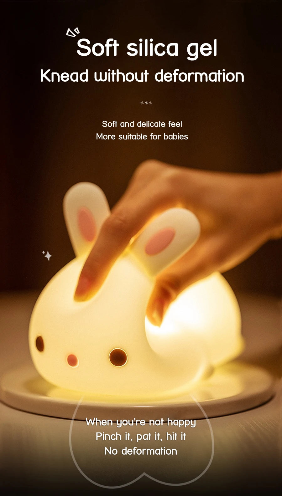 🔥 Touch Sensor RGB LED Rabbit Night Light 16 Colors