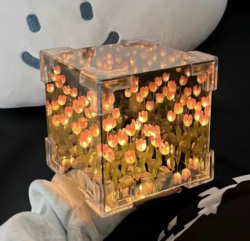 🔥 Creative Diy Tulip Flower Sea Cube Three-Dimensional Small Night Lamp