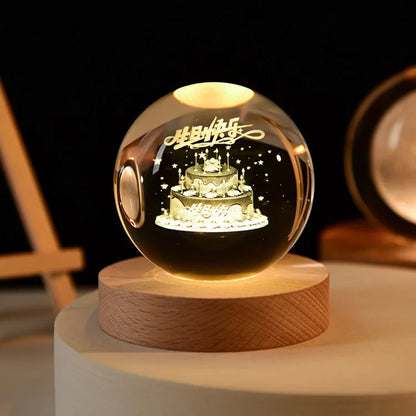 🔥 3D Crystal ball Crystal Planet Night Light Laser Engraved Solar System Globe Astronomy Birthday Gift Home Desktop Decoration