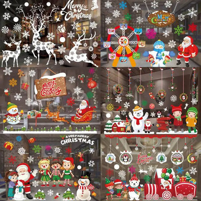 🔥 Christmas Window Sticker Merry Christmas Decorations For Home Ornament Xmas Navidad Natal Gifts