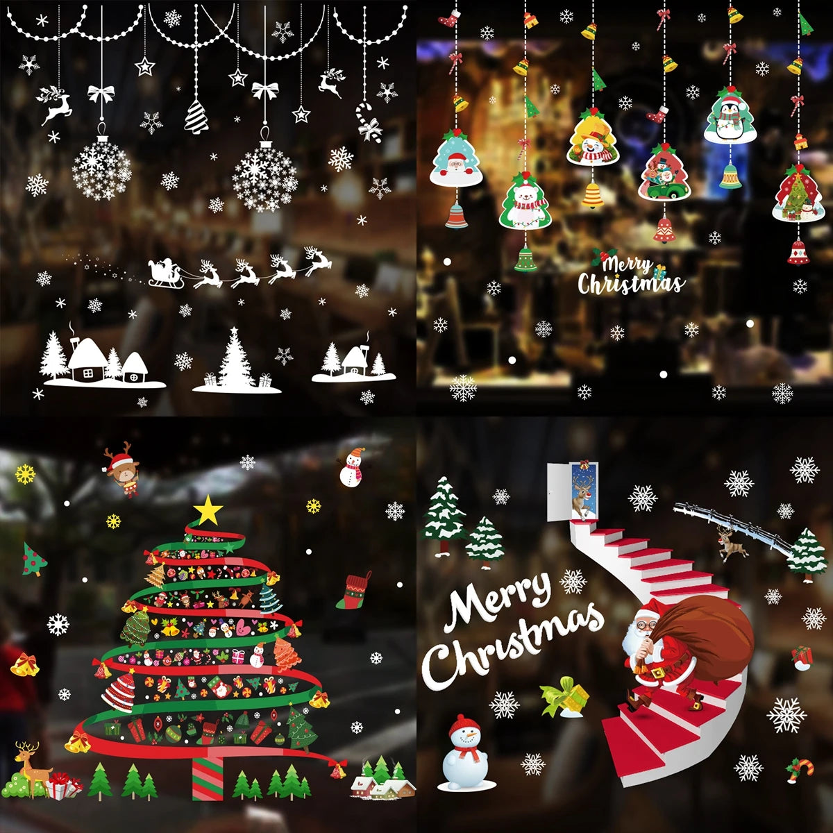 🔥 Christmas Window Sticker Merry Christmas Decorations For Home Ornament Xmas Navidad Natal Gifts