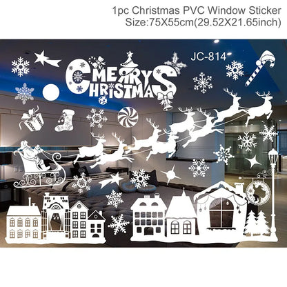 🔥 Christmas Window Sticker Merry Christmas Decorations For Home Ornament Xmas Navidad Natal Gifts