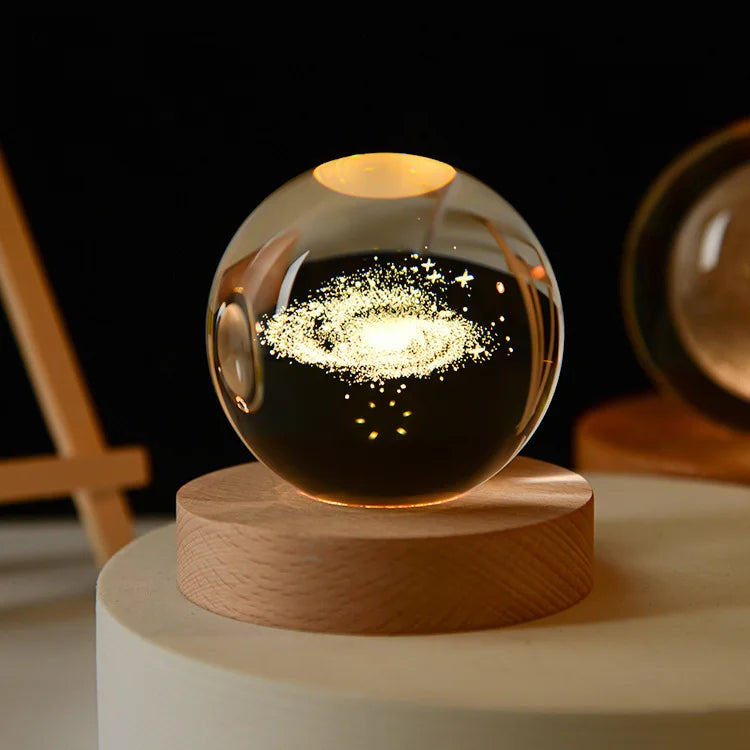 🔥 3D Crystal ball Crystal Planet Night Light Laser Engraved Solar System Globe Astronomy Birthday Gift Home Desktop Decoration