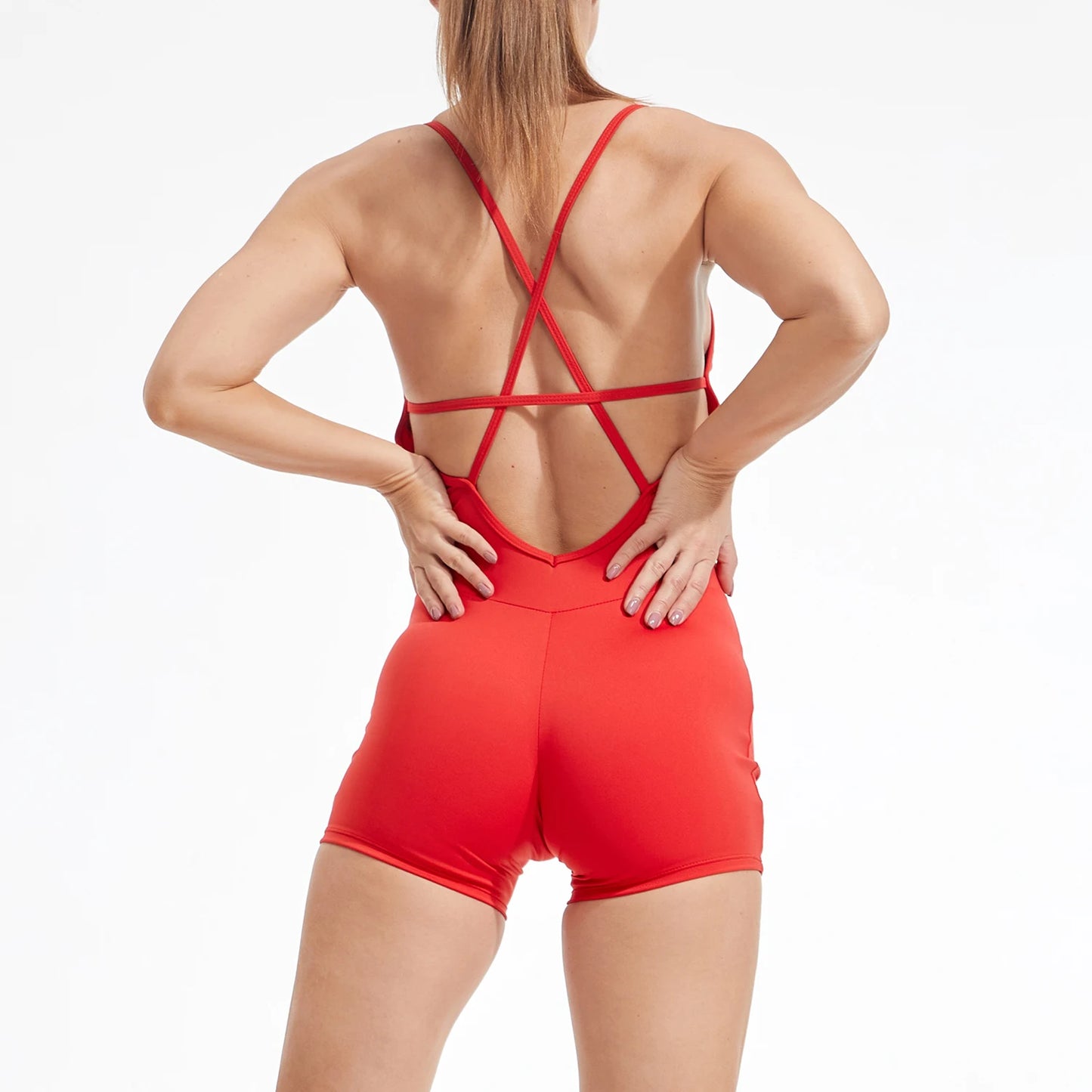 🔥 Yoga Set Women's Jumpsuit Sexy Buttocks Sports One-piece Fitness Suit Backless Cross Bodysuit Solid Color Sets Gym Clothing