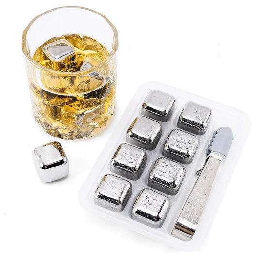 🔥 Stainless Steel Ice Cubes Set Reusable Chilling Stones