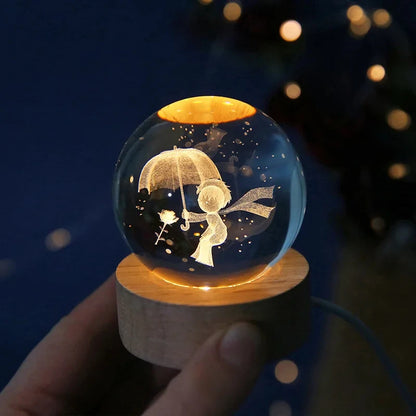 🔥 3D Crystal ball Crystal Planet Night Light Laser Engraved Solar System Globe Astronomy Birthday Gift Home Desktop Decoration