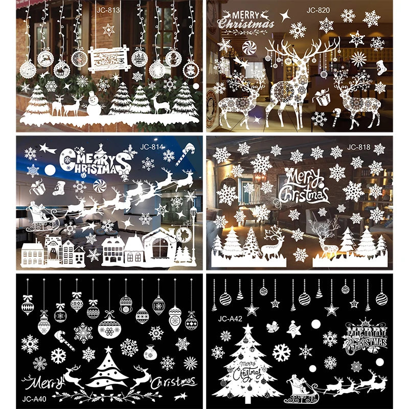 🔥 Christmas Window Sticker Merry Christmas Decorations For Home Ornament Xmas Navidad Natal Gifts