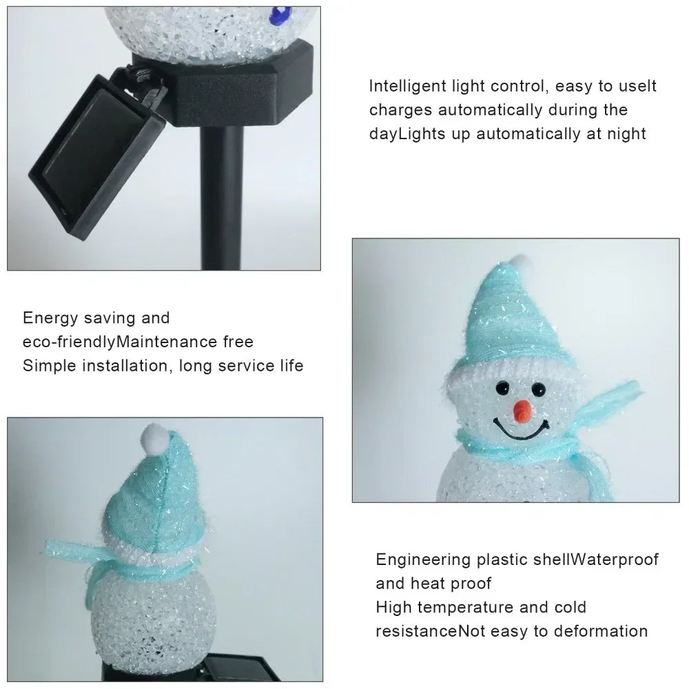 🔥 Solar Christmas Snowman Ground Plug Lamp Non-Rechargeable Outdoor Indoor Villa Lawn Garden Decoration