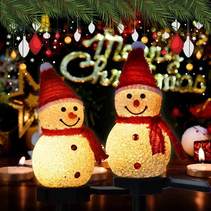 🔥 Solar Christmas Snowman Ground Plug Lamp Non-Rechargeable Outdoor Indoor Villa Lawn Garden Decoration