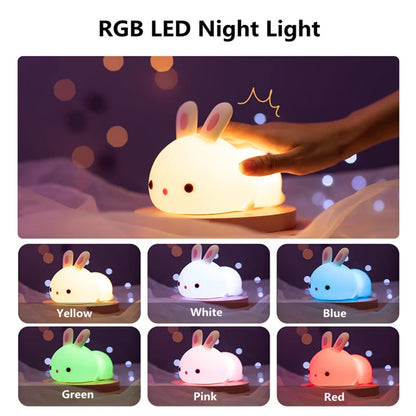 🔥 Touch Sensor RGB LED Rabbit Night Light 16 Colors