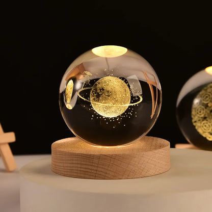 🔥 3D Crystal ball Crystal Planet Night Light Laser Engraved Solar System Globe Astronomy Birthday Gift Home Desktop Decoration