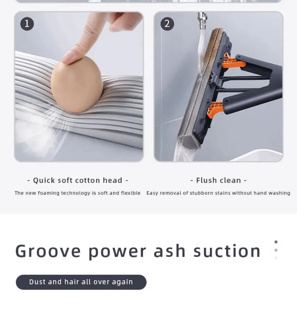 🔥 Hand-Washable Collodion Mop, Folding Sponge Mop, Self-Squeezing Mop