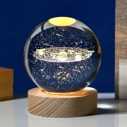 🔥 3D Crystal ball Crystal Planet Night Light Laser Engraved Solar System Globe Astronomy Birthday Gift Home Desktop Decoration