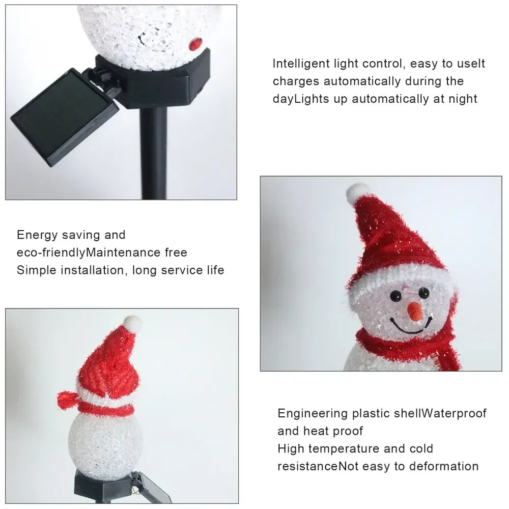 🔥 Solar Christmas Snowman Ground Plug Lamp Non-Rechargeable Outdoor Indoor Villa Lawn Garden Decoration