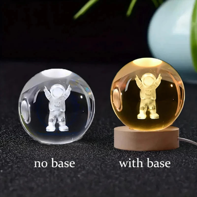 🔥 3D Crystal ball Crystal Planet Night Light Laser Engraved Solar System Globe Astronomy Birthday Gift Home Desktop Decoration