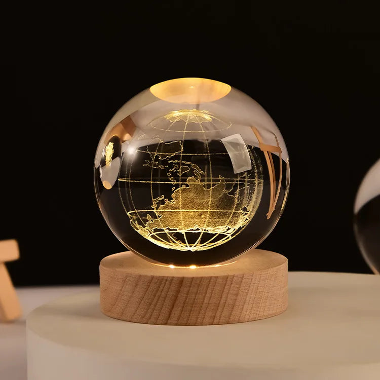 🔥 3D Crystal ball Crystal Planet Night Light Laser Engraved Solar System Globe Astronomy Birthday Gift Home Desktop Decoration