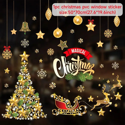 🔥 Christmas Window Sticker Merry Christmas Decorations For Home Ornament Xmas Navidad Natal Gifts