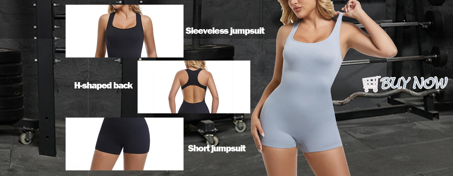 🔥 Yoga Set Women's Jumpsuit Sexy Buttocks Sports One-piece Fitness Suit Backless Cross Bodysuit Solid Color Sets Gym Clothing