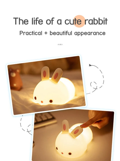 🔥 Touch Sensor RGB LED Rabbit Night Light 16 Colors