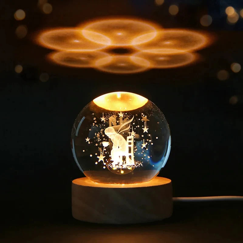 🔥 3D Crystal ball Crystal Planet Night Light Laser Engraved Solar System Globe Astronomy Birthday Gift Home Desktop Decoration