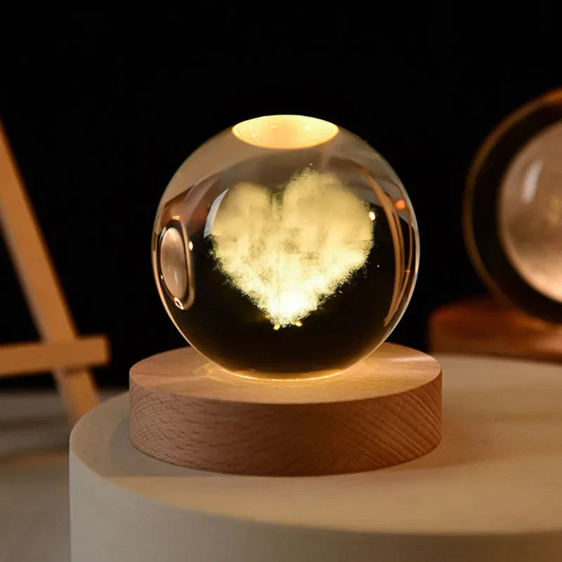 🔥 3D Crystal ball Crystal Planet Night Light Laser Engraved Solar System Globe Astronomy Birthday Gift Home Desktop Decoration