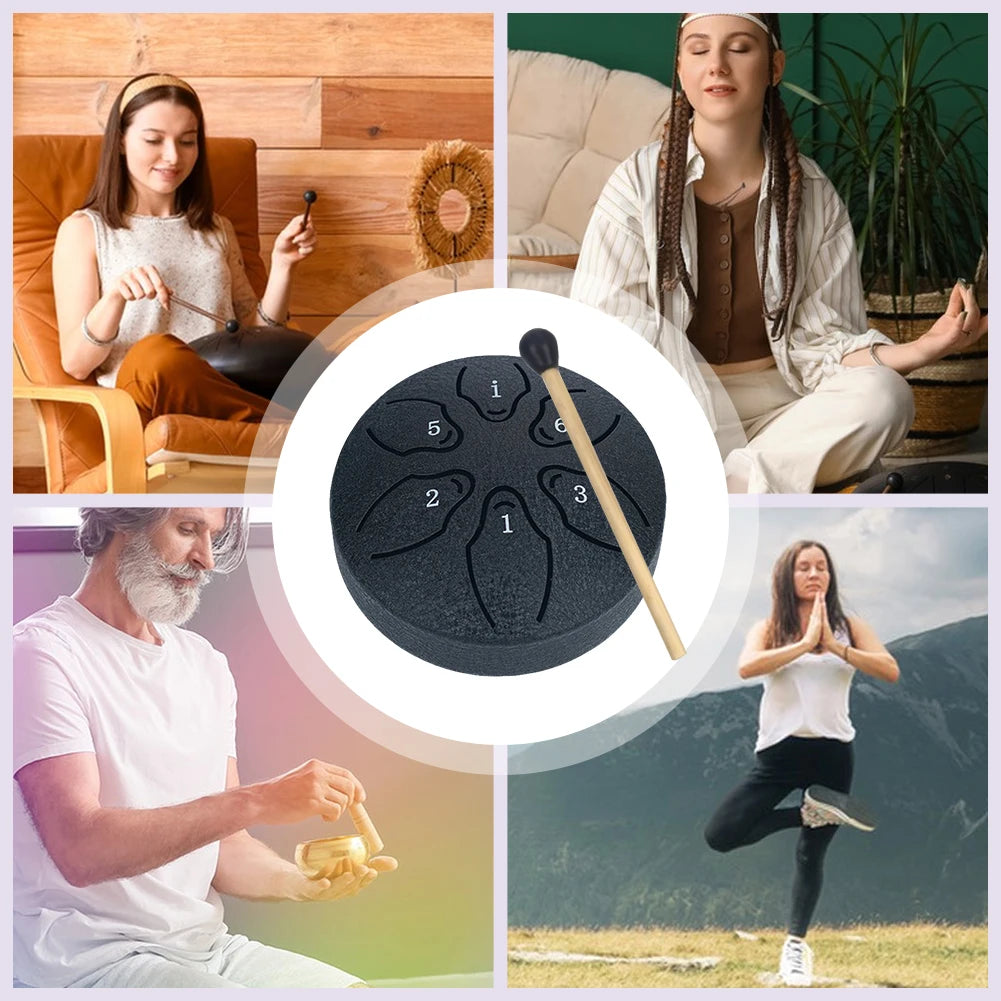 🔥 Steel Tongue Drum Portable Rain Drum Hand Pan Drum Percussion Musical Instruments 3 Inch 6 Notes For Yoga Meditation Musical Toy