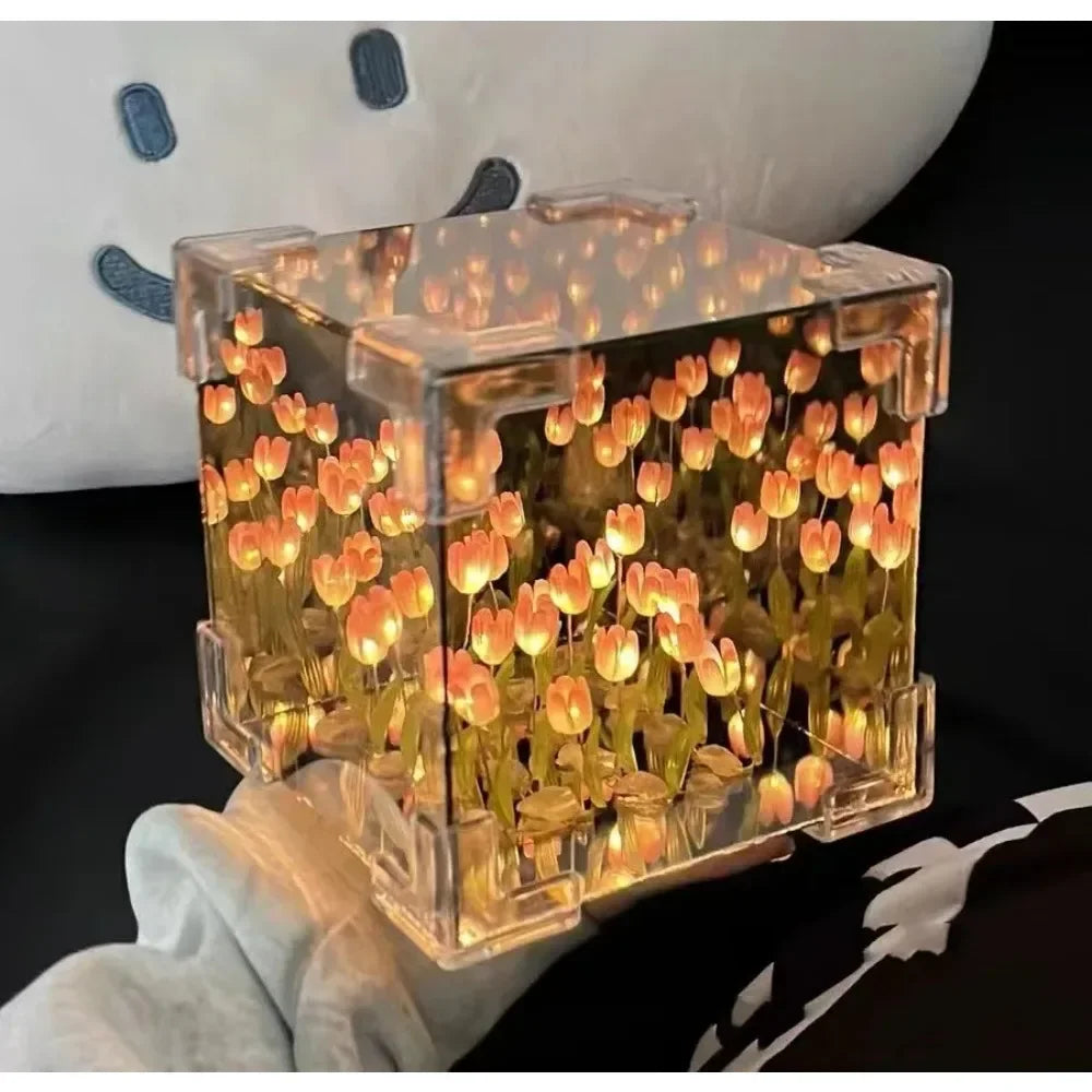 🔥 Creative Diy Tulip Flower Sea Cube Three-Dimensional Small Night Lamp