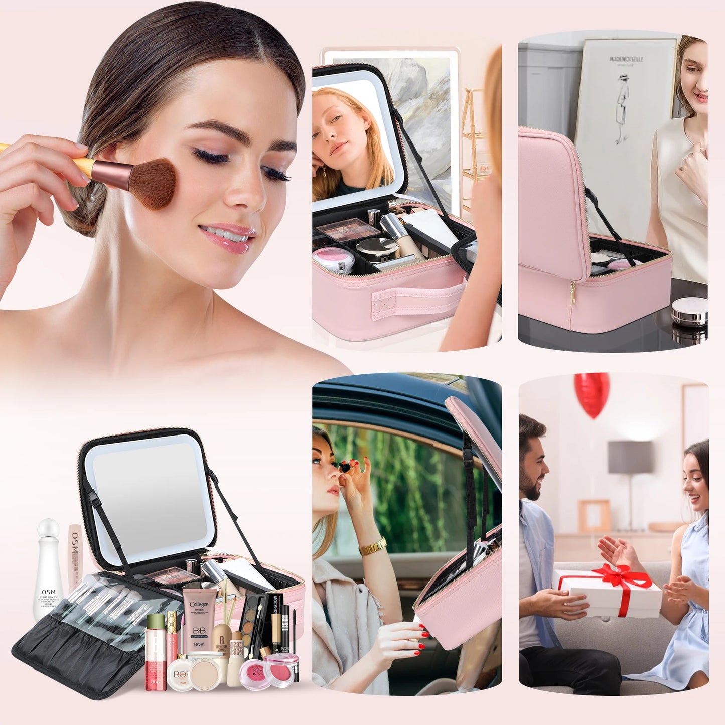 🔥 Makeup Train Case LED Mirror Cosmetic