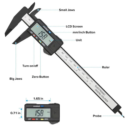 🔥 150mm 100mm Electronic Caliper Dial Vernier Caliper Gauge Micrometer Measuring Tools Digital Ruler