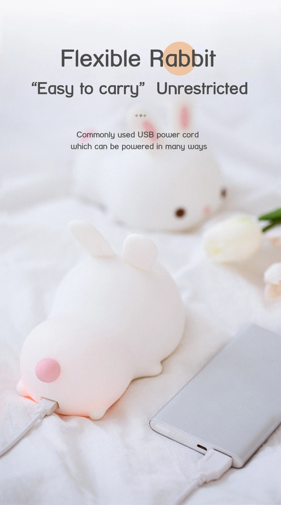 🔥 Touch Sensor RGB LED Rabbit Night Light 16 Colors