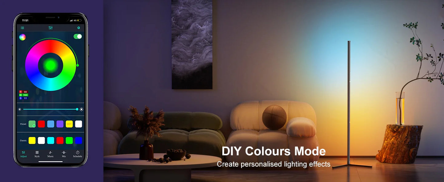 🔥 Smart RGB Dream Color Floor Lamp with Music Sync Modern 16 Million Color Changing