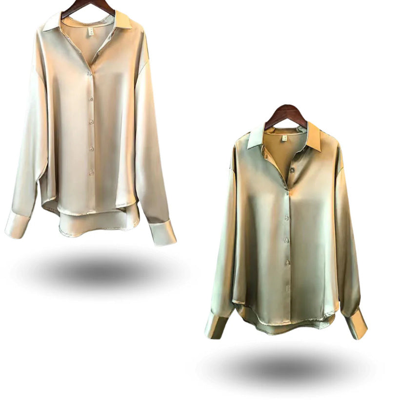 Women's Long-sleeved Satin Shirt