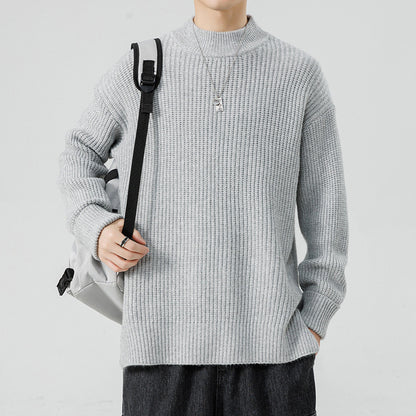 Half High Necked Sweater For Men's Casual Knitwear Outerwear