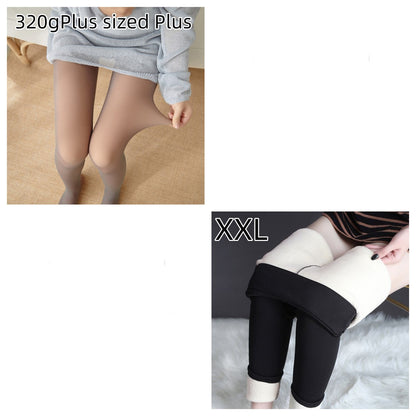 Fleece-lined Thickened Sheer Tights Leggings Transparent One-piece Pantyhose Superb Fleshcolor Pantynose