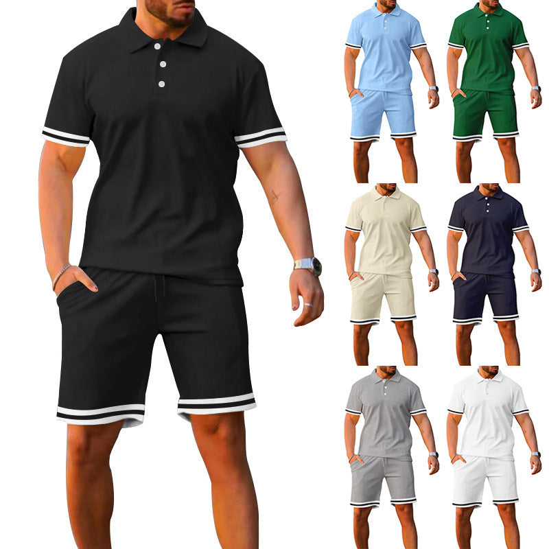 Lapel Short-sleeved Shorts Two-piece Sports And Leisure Men's Suit