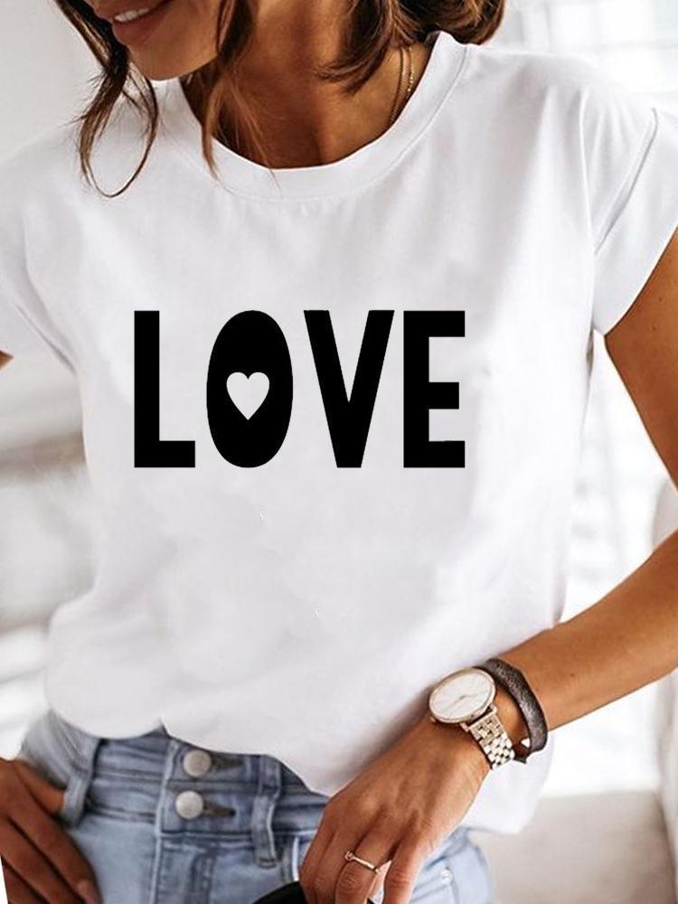 European And American Women's Clothing Casual Daily Short Sleeve Casual Cotton T-shirt