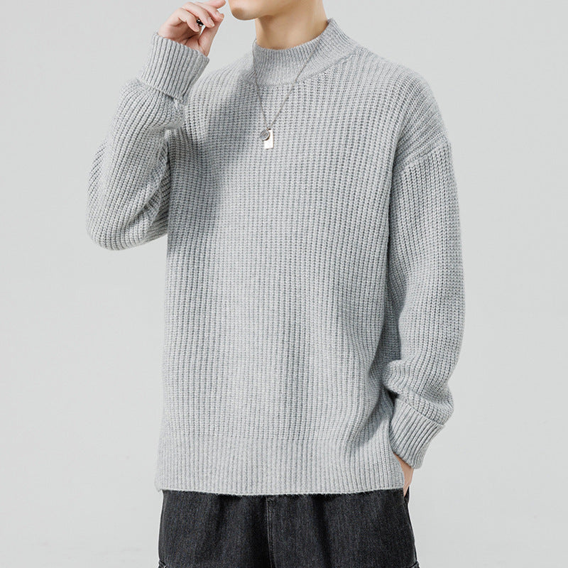 Half High Necked Sweater For Men's Casual Knitwear Outerwear