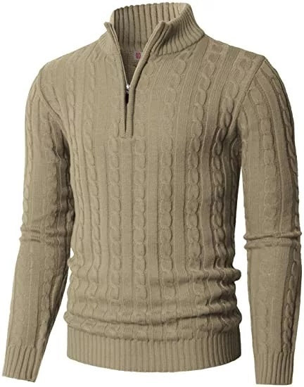 Casual Slim Pullover Long Sleeve Knitted Zip Sweater